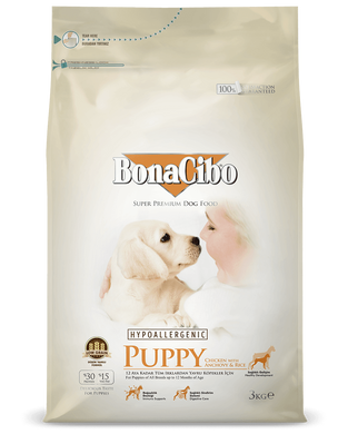 BonaCibo Puppy Chicken & Rice сухий корм для цуценят, вагітних і годуючих собак, 15 кг