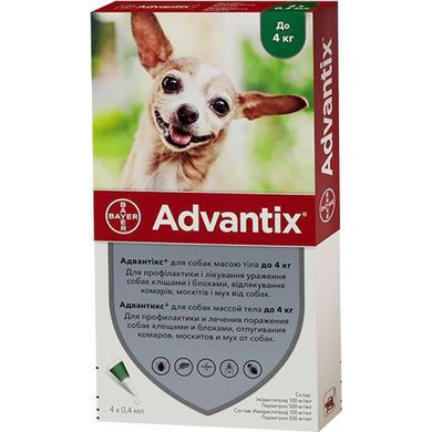 Advantix &#040;Адвантикс&#041; капли для собак весом меньше 4 кг