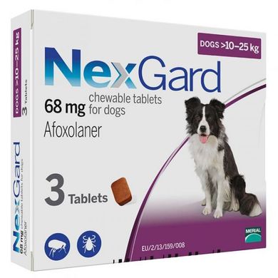NexGard &#040;Нексгард&#041; таблетки від бліх та кліщів для собак вагою від 10 до 25 кг