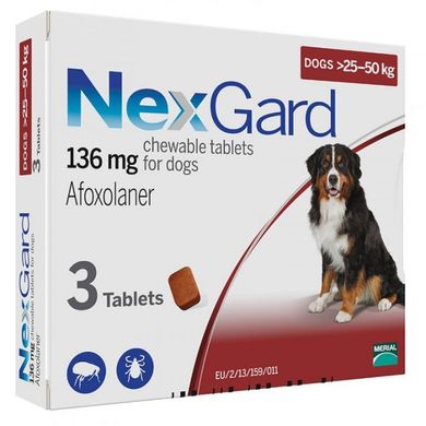 NexGard &#040;Нексгард&#041; таблетки от блох и клещей для собак весом от 25 до 50 кг