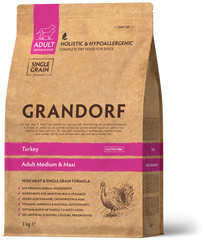 Grandorf (Грандорф) Turkey Adult Medium & Maxi сухой корм для средних и крупных пород с индейкой, 3 кг