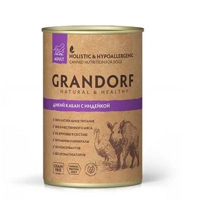 Grandorf (Грандорф) влажный корм для собак с мясом дикого кабана и индейкой, 400 г
