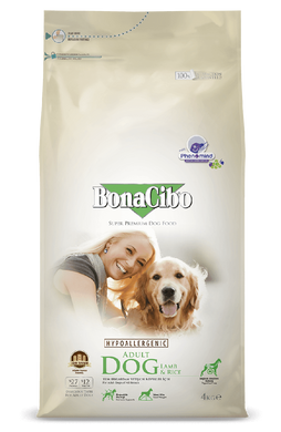 BonaCibo Dog Adult Lamb & Rice сухой корм для собак с ягненком, 4 кг