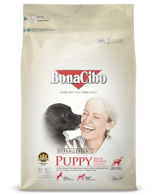 BonaCibo Puppy High Energy Chicken & Rice сухой корм для щенков и кормящих собак, 3 кг