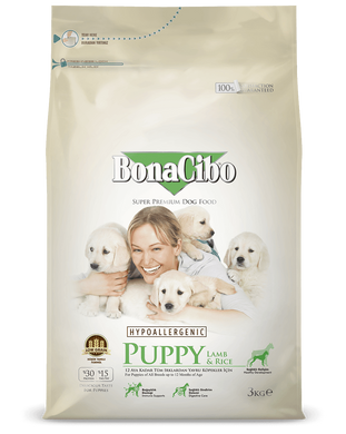 BonaCibo Puppy Lamb & Rice сухий корм для цуценят, вагітних і годуючих собак, 3 кг
