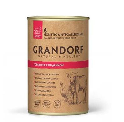 Grandorf (Грандорф) влажный корм для собак с говядиной и индейкой, 400 г
