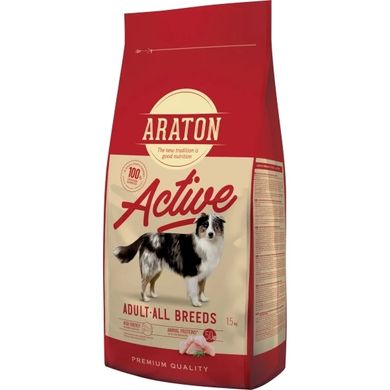 Araton Active All Breeds сухой корм для взрослых активных собак всех пород, 15 кг