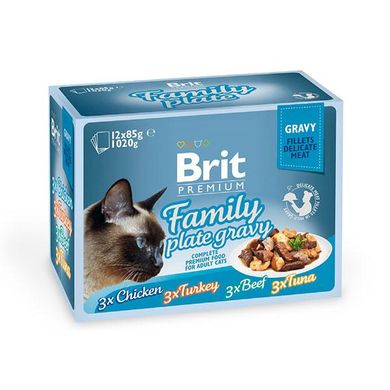 Brit Premium Family Plate Gravy набор паучей для кошек