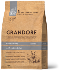 Grandorf (Грандорф) Rabbit & Turkey Adult Medium & Maxi сухой корм для средних и крупных пород с кроликом, 1 кг