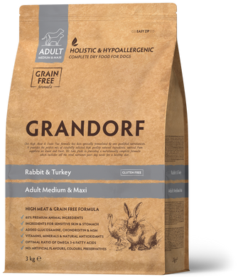 Grandorf (Грандорф) Rabbit & Turkey Adult Medium & Maxi сухой корм для средних и крупных пород с кроликом, 1 кг