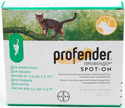 Profender &#040;Профендер&#041; капли для кошек весом от 0,5 кг до 2,5 кг, 4287528