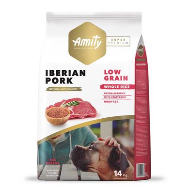 Amity Super Premium Iberian Pork сухий корм для дорослих собак зі свинячою, 14 кг
