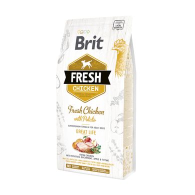 Brit Fresh Chicken With Potato Adult корм зі свіжою куркою та картоплею для дорослих собак, 2.5 кг