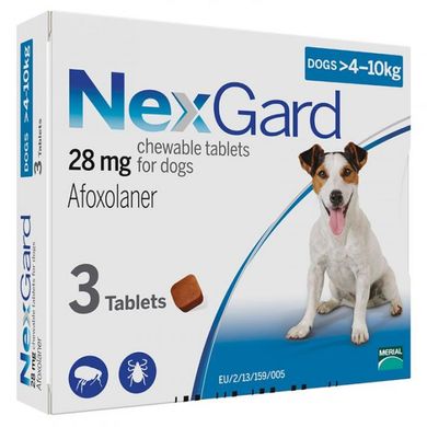 NexGard &#040;Нексгард&#041; таблетки від бліх та кліщів для собак вагою від 4 до 10 кг