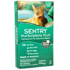 Sentry PurrScriptions Plus &#040;Сентри&#041; капли от блох и клещей для кошек до 2,2 кг, 1 піпетка