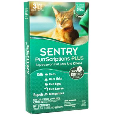 Sentry PurrScriptions Plus капли от блох и клещей для кошек до 2,2 кг, 1