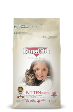 BonaCibo (Бонасибо) Kitten сухой корм для котят, беременных и кормящих кошек. 1.5 кг