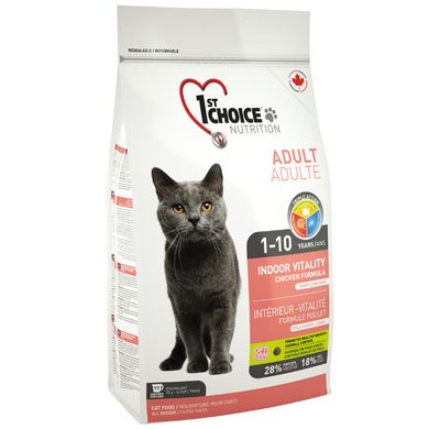 1st Choice Adult Cat Indoor Vitality сухой корм для домашних кошек с курицей, 2.7 кг