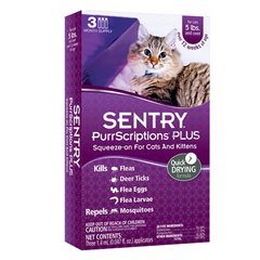 Sentry PurrScriptions Plus &#040;Сентри&#041; капли от блох и клещей для кошек от 2,2 кг, 1 піпетка