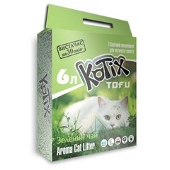 Kotix Tofu Green Tea соєвий наповнювач для котячого туалету з  ароматом зеленого чаю, 6 л